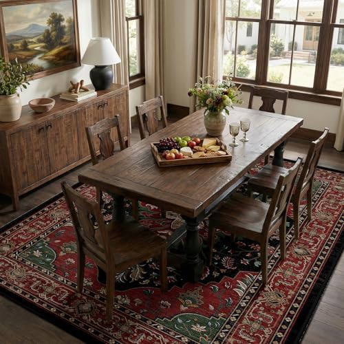 RELEANY Washable Area Rug, Large 9'x12', Red/Black - Image 3