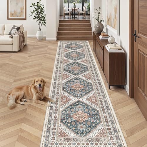 Madane Hallway Runner Rug 2'6''x14' Kitchen Runners Vintage, Navy Blue by Madane