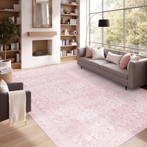 Rugxara Pink Rug 6x9 Area Rugs Washable Rug for Living Room Girls Bedroom by Rugxara