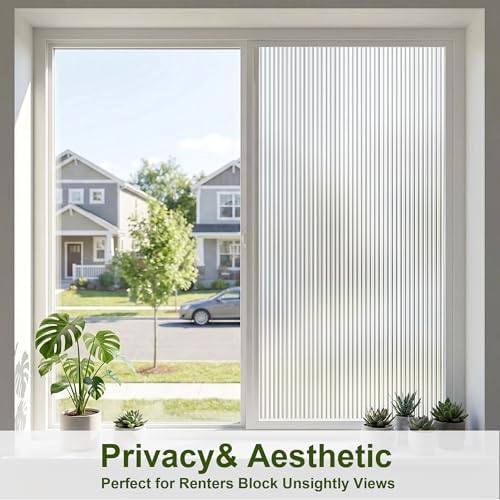 Reeded Glass Window Privacy Film Anti-UV,Embossed White,23.6"x78.7" - Image 3