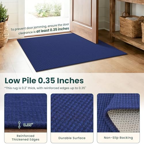 KOZYFLY Cotton Runners Rugs for Hallway 3x10, Wide Washable Runner Rug, Woven Non Slip Kitchen Runner, Braided Entryway Rug, Floor Carpet for Entry, Aisle, Hall, Deep Navy Blue - Image 4