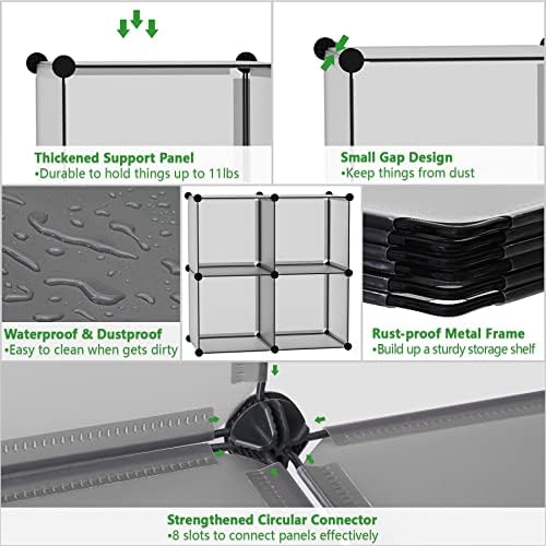 C&AHOME Plastic Cube Storage Organizer, 4-Cube Shelves Units, Grey - Image 6