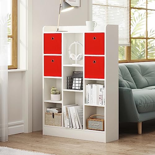 Foldable Storage Cubes Bins ,11 Inch Cloth Storage Cube Fabric Storage Box Cubes Organizer Baskets with Handles for Home Organizer Set of 6 (Red) - Image 4