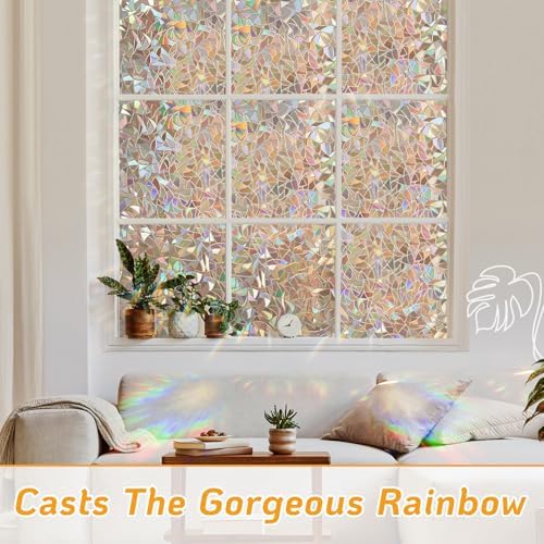 LUTE Rainbow Window Privacy Film, 3D Decorative Stained Glass Cling, Brown - Image 3
