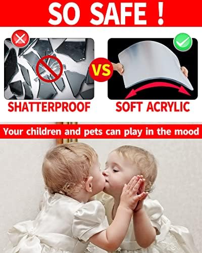 Unbreakable Acrylic Full Length Mirror for Wall Mounted, Full Body Mirror for Kids, Plastic Safe Shatterproof, Extra Thick 1/8,12 x 12 inch x 4pcs, Workout Mirrors for Home Gym, Bedroom Over The Door - Image 2