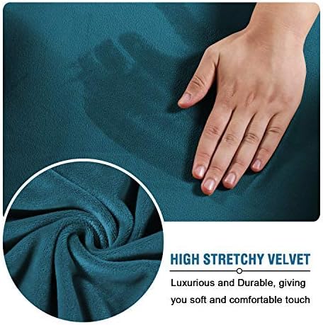 H.VERSAILTEX Velvet 4 Piece High Stretch Sofa Slipcover Cover Furniture Protector Form Fit Luxury Thick Velvet Extra Large Sofa Cover for 3 Cushion Couch Width Up to 105 Inch (XL Sofa, Deep Teal) - Image 5