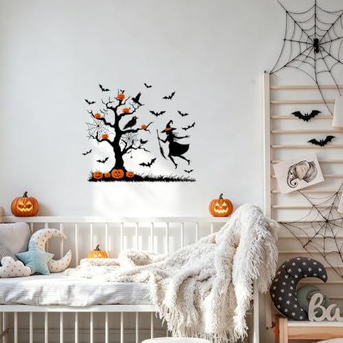 Witch Wall Decals Peel and Stick Halloween Wall Stickers, Spooky Witch Removable Vinyl Wall Decor, Magic Theme Wall Art for Bedroom Party Home Decoration - Image 3