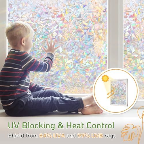LUTE Rainbow Window Privacy Film, 3D Decorative Stained Glass Cling - Image 5