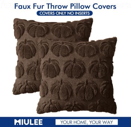 MIULEE Fall Pillow Covers Pumpkin Fall Decor 20x20 Reddish Brown - Image 7