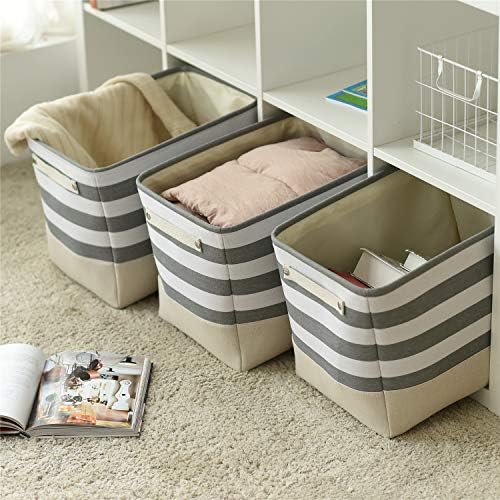 TheWarmHome Extra Large Cube Storage Bins Baskets for Organizing, Sturdy Fabric Storage Basket Cube W/Handles, Decorative Foldable Storage Baskets for Shelves Closet Nursery Toy (3 Pack 16×12×12inch) - Image 5