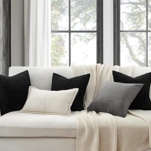 Topfinel Decorative Black Throw Pillow Covers Cushion Cases, Set of 4 Soft Velvet Modern Double-Sided Designs Match for Home Decor, Pillow Inserts Not Included (18x18 inch) - Image 2