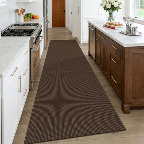 KOZYFLY Cotton Runners Rugs for Hallway 3x10, Wide Washable Runner Rug, Woven Non Slip Kitchen Runner, Braided Entryway Rug, Floor Carpet for Entry, Aisle, Hall, Brown/Dark Brown - Image 2