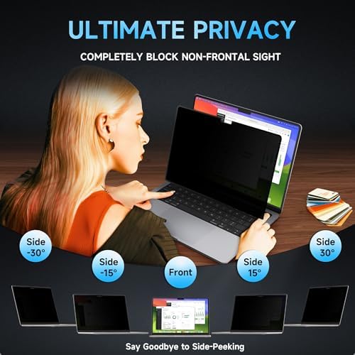 Mamol Privacy Screen for MacBook Air 15 Inch (2023-2025, M2, M3,M4)- A2941 A3114, MagicSuction™ Removable Vacuum Adsorption Anti Spy,Anti Glare Anti Blue Light Filter for Mac Laptop Computer - Image 2
