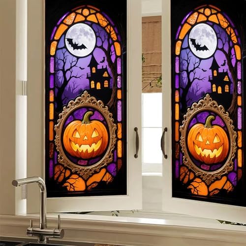 HOMETITUTE Haunted House Bats Gothic Privacy Window Cling 17.7x39.3 PVC by HOMETITUTE