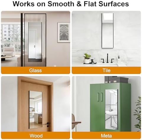 brisafe 2pcs Peel and Stick No-Drill Wall NanoMirror, 24 x 67 in, White - Image 5