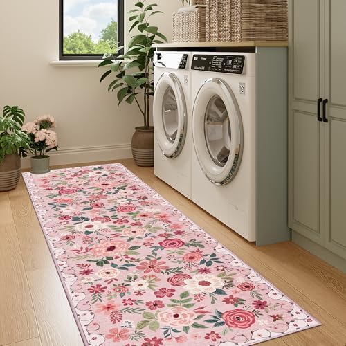 DUKINO 2x7 Runner Rug for Hallway, Washable Runner Rug Non Slip, Pink - Image 6