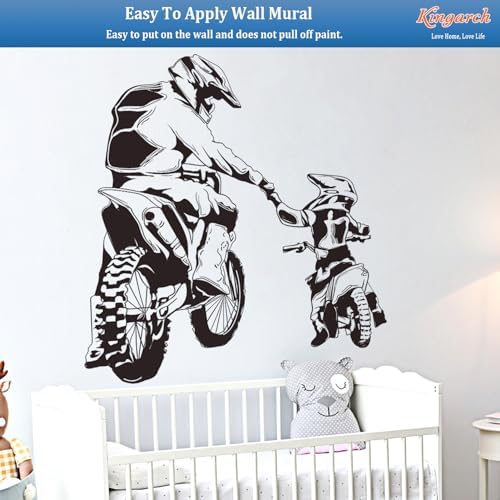 Motocross Wall Decals Peel and Stick, Dad Son Vinly Removable Wall Stickers & Murals, DIY Wall Art Decor for Children’s Baby Boys Girls Bedroom Nursery Classroom Playroom - Image 5