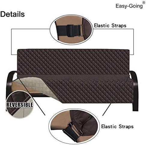 Easy-Going Reversible Couch Cover, Large Futon Sofa, Chocolate/Beige - Image 3