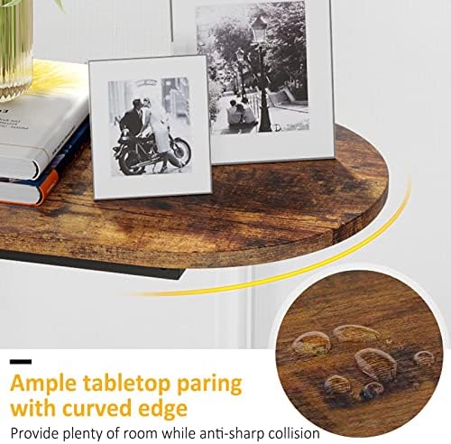 Hosfais Side Table Small End Table, C-Shaped Wood Sofa Table with Metal Frame for Living Room, Bedroom, Small Spaces (Rustic Brown) - Image 5