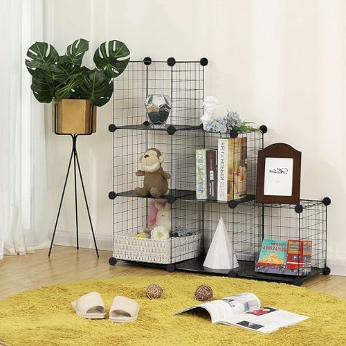 Wire Cube Storage Organizer, Metal Storage Shelves Bookshelf, Stackable Modular Closet Organizer for Bedroom Living Room, Office,Storage Shelves（6-Cube，Black） - Image 2