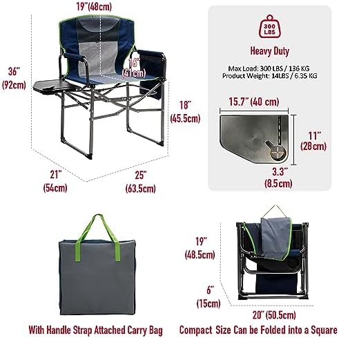 SUNNYFEEL Oversized Camping Chair Portable Directors Chairs with Side Table - Image 3