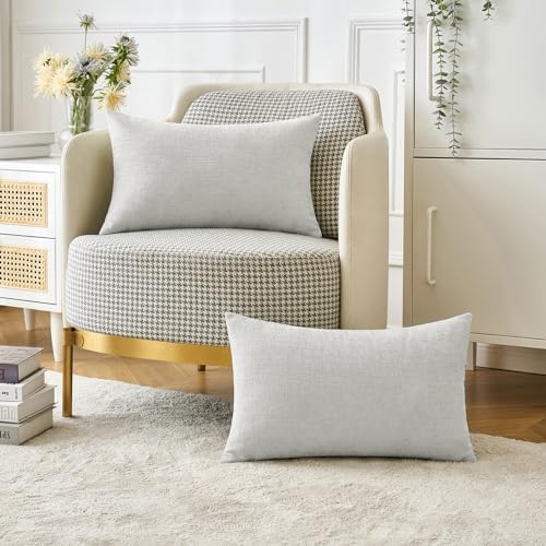MIULEE Soft Chenille Lumbar Throw Pillow Covers Light Gray 12x20 Pack of 2 - Image 5