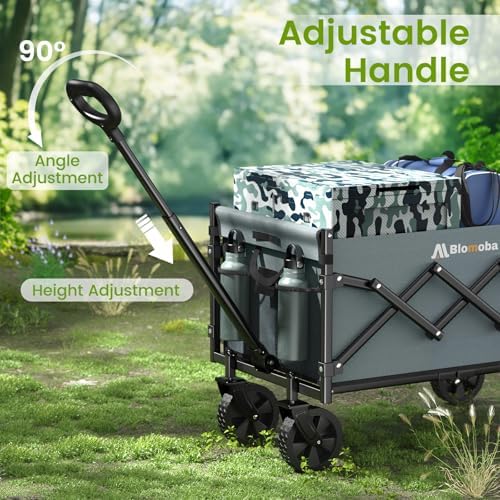 Blomoba Folding Wagon Cart with Wheels, 220lbs Utility Wagon Cart, Grey - Image 5