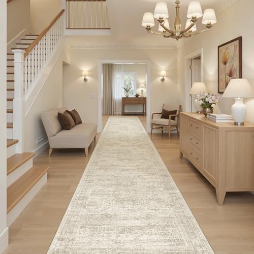 Soalmost Washable 3x16 Hallway Runner Rug Non-Slip Kitchen Entry Rugs Beige - Image 2