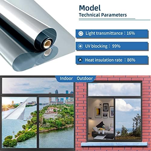 XIAWEI One Way Window Privacy Film with Tools, 17.5In×6.5Ft, Moon Silver - Image 3