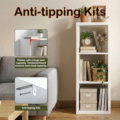 WannabeMyself【2026 Wooden Thick Frame】 3 Cube Storage Organizer with Anti-Tipping Kits, Reversible Open Back Book Shelf,Bookcase for Living Room,Bedroom,Entrance Hall,Office,11.6×36.3×13.1,White - Image 5