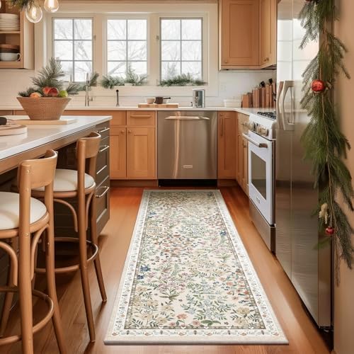Washable Kitchen Rug Runners for Hallways: 2'6"x8' Bedroom Rug Non Slip Low Pile Soft Stain Resistant Floor Carpet Runner Rug for Kitchen Indoor Entryway Hallway Laundry Room Beside Farmhouse - Image 2