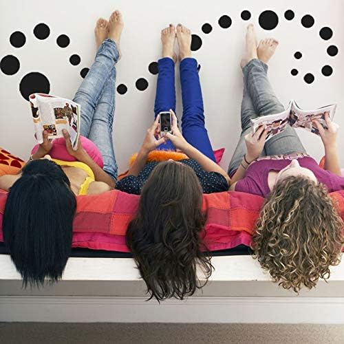 Black Polka Dot Wall Decals, Girls Room Wall Decor Stickers, Wall Dots, Vinyl Circle Peel & Stick DIY Bedroom, Playroom, Kids Room, Baby Nursery Toddler to Teen Bedroom Decoration (Black) - Image 3