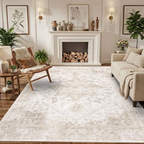 Rugxara 6x9 Cream Ivory Washable Area Rug for Living Room, Neutral Beige by Rugxara