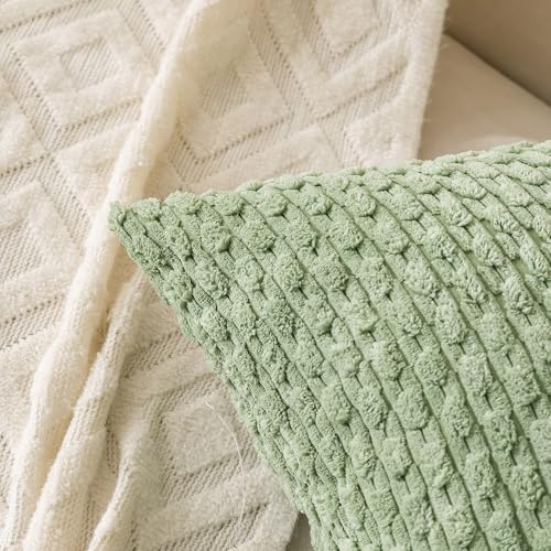 Set of 4 Sage Forest Green Decorative Throw Pillow Covers 18x18 Inch Corduroy Pillow Covers for Bed Couch Sofa Living Room Soft Square Cushion Cases - Image 6