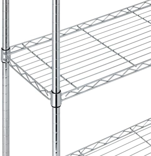 Amazon Basics 5-Shelf Adjustable Heavy Duty Steel Wire Rack, Space Saving Storage Shelving Organizer for Kitchen, Garage, No-Tool Assembly, 350 lbs Weight Capacity, 36" x 14" x 72", Chrome - Image 3