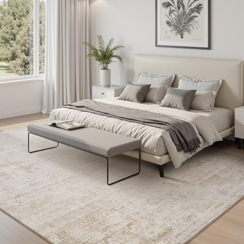 8x10 Area Rugs for Living Room Non Slip Machine Washable Rug Distressed Abstract Soft Indoor Carpet Neutral Boho Rug for Bedroom Dining Room Playroom Office, Beige - Image 3