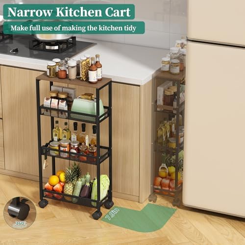 4-Tier Slim Utility Rolling Laundry Cart with Wheels, Easy to Assemble - Image 4