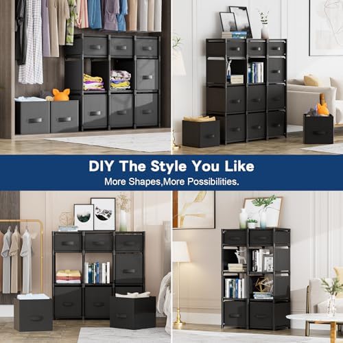 Mavivegue 9 Cube Storage Organizer, Closet Organizers and Storage, Cube Storage Shelf, Easy to Assemble with Storage Drawers, DIY Closet Cube Organizer for Living Room, Bedroom, Dorm Room-Black - Image 6