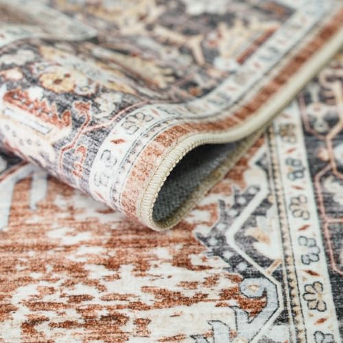 YOUFORTONG Area Rug 3x5 for Living Room: Soft Ultra Thin Low Pile Mat Machine Washable Indoor Doormat Lightweight Entry Rug Anti Slip Backing Rugs for Bedroom Kitchen 3'x5' Brick - Image 6
