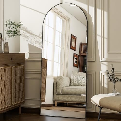 57" x 20" Arched Full Length Mirror - Wall Mounted/Floor Mirror Aluminum Alloy Frame Full Body Mirrors for Bathroom Living Room Bedroom and Entryway,Black - Image 6
