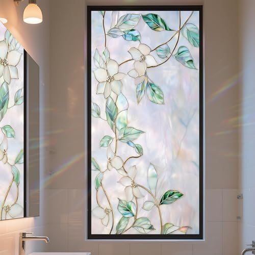 Window Privacy Film Static Cling - Stained Glass Decorative Sun Blocking Window Covering, Non-Adhesive Removable Stickers for Home & Office, 17.5" x 39.3" by AOHMPT