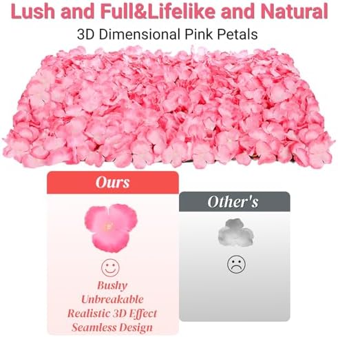 Noamus 4 Pack 24"x16" Flower Wall Panel Set, Artificial Flower Backdrop, 3D Silk Pink Hydrangea Floral, Wall Decorative Faux Flower for Photo Centerpieces, Home Party Wedding Decoration - Image 3