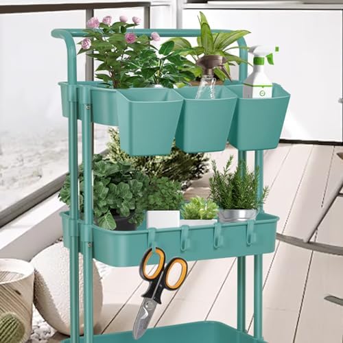 5 Pack Hanging Cup Holders, Multipurpose Rolling Cart Accessories Utility Cart Accessories for Art Craft Supplies, Space Saving Hanging Storage Basket Pencil Holder Makeup Organizers (Blue) - Image 6
