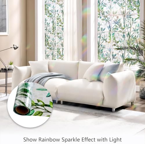 LEMON CLOUD Window Privacy Film Rainbow Stained Glass Cling, 23.6″ x 157.4″ - Image 5