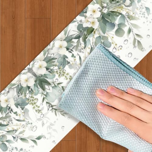 Eucalyptus Peel and Stick Wallpaper Border 196.9 x 3.9 Inch Wall Border Trim Green Leaves PVC Decorative Molding Mirror Frame Trims for Bathroom Kitchen Backsplash Hotel Home Decorations - Image 3