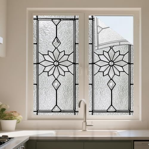 IVN Stained Glass Window Film Floral Diamond Design Window Privacy Film - Image 5