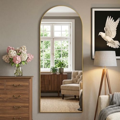 69"x28" Arched Full Length Mirror, Full Body Mirror, Gold - Image 3