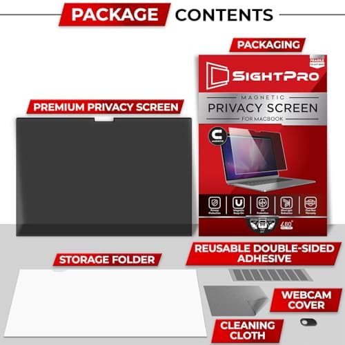 SightPro Magnetic Privacy Screen for MacBook Air 13 Inch (2018, 2019, 2020, 2021, M1) Patented Removable Laptop Privacy Filter Shield and Protector (Pack of 2) - Image 5