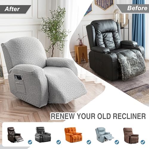 Genina Waterproof Recliner Chair Cover,1 Seat Couch Cover,Light Gray - Image 6
