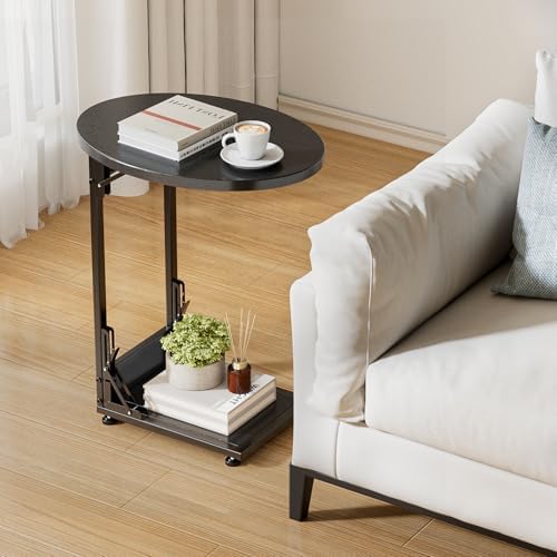 Elbourn Folding Side Table End Couch Tables, C-Shaped TV Stand for Sofa - Image 2